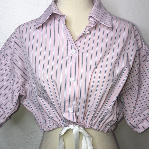 SEEK the Label Striped Crop Button Down Top Size M - Picture 4 of 7